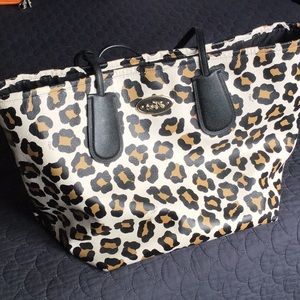 Coach leopard print tote large